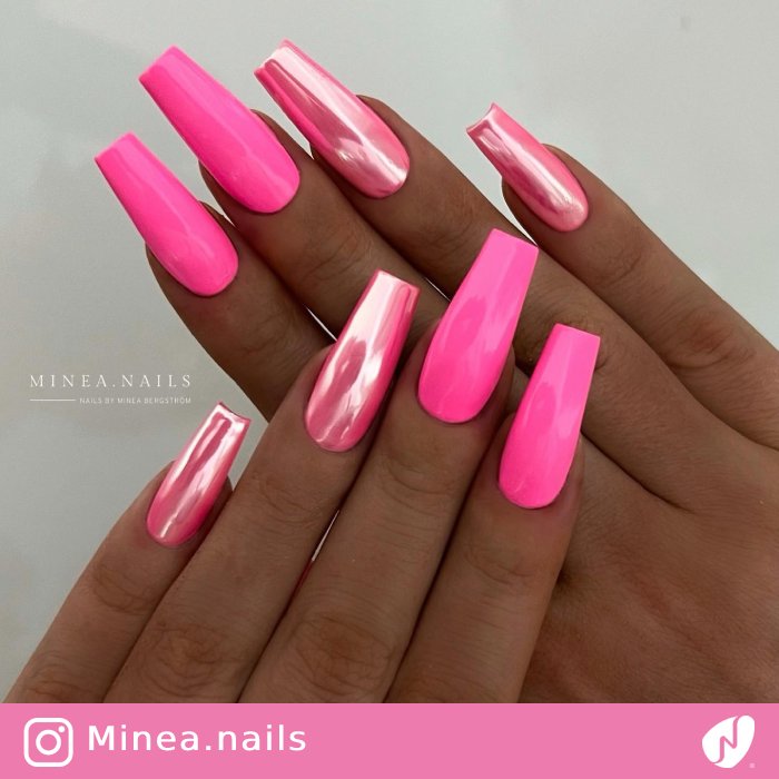 Neon and Chrome Pink Nails